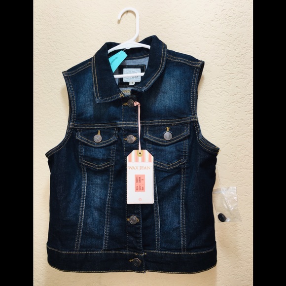 dark blue denim vest